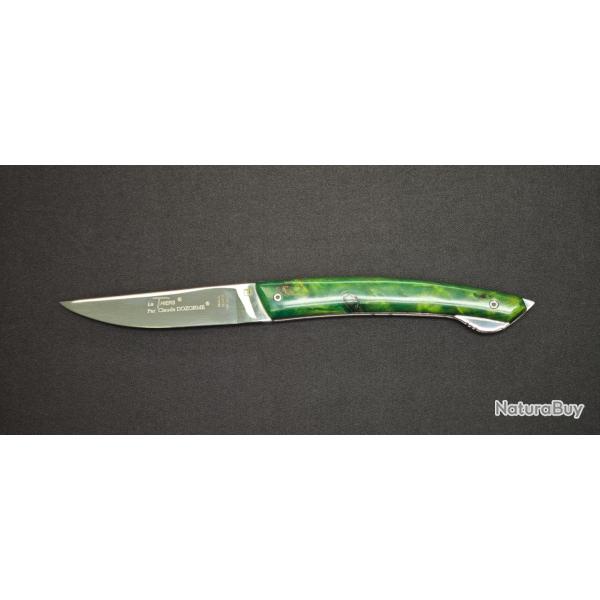 Claude Dozorme Le Thiers� 6.90.204.75 - Couteau pliant manche loupe de peuplier vert avec verrou