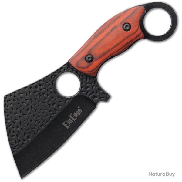 Couteau fixe mini cleaver ElitEdge lame noire manche bois