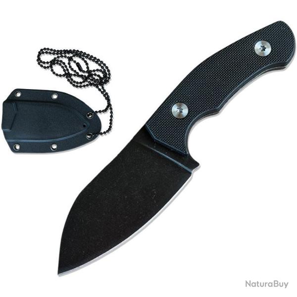 Couteau Fixe ElitEdge Neck Knife Lame Acier 440C Manche ABS Noir Etui Abs EE20707BK