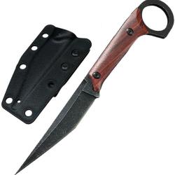 Couteau Fixe ElitEdge Lame Acier 440 Manche Bois Marron Etui Abs EE20691WD