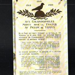 verdun  fort de vaux plaque du dernier pigeon meuse 55 cpm