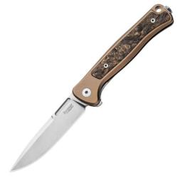 Couteau pliant Lionsteel "EMMET" Titane et fibre de carbone dor&eacute;