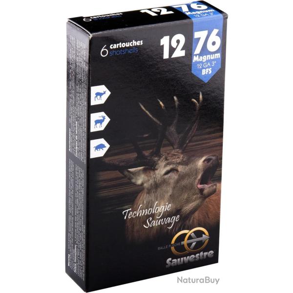 Cartouches SAUVESTRE GRAND GIBIER MAGNUM Cal: 12/76 boite de 6