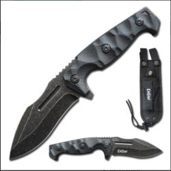 Couteau Fixe ElitEdge Tactical Lame Acier 420C Manche ABS Noir Etui Nylon EE20681BK