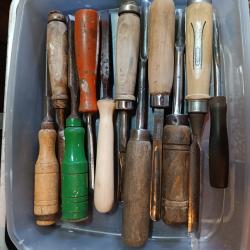 Lot outils anciens a bois  gouge ciseaux lot 2