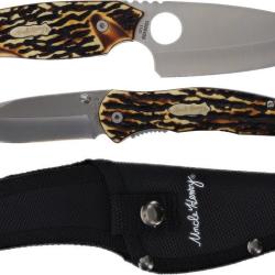 Set Schrade Uncle Henry Fixe et Pliant Manche Staglon Etui Nylon SCHP1200433