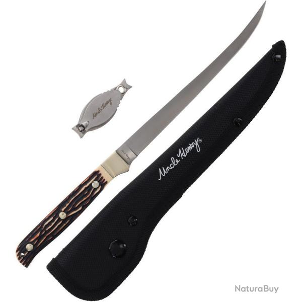 Set Schrade Uncle Henry Fillet et Pince Ligne Manche Staglon Etui Nylon SCHP1200425