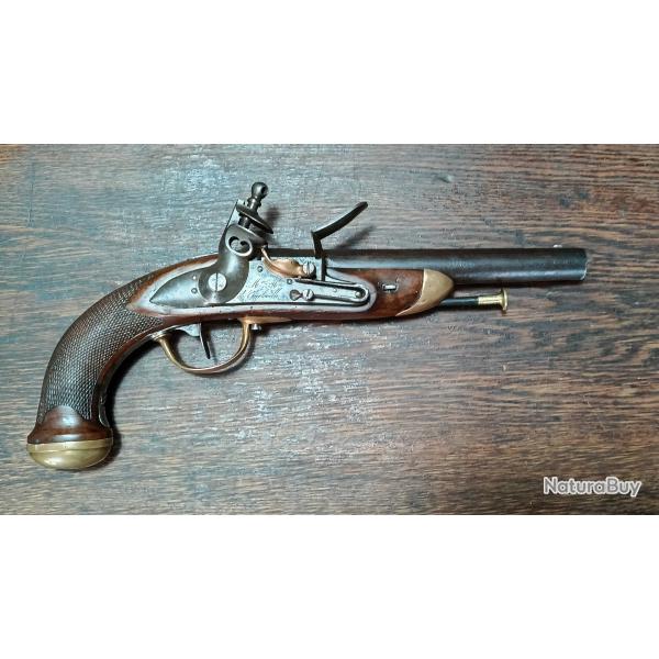 Rare pistolet de cavalerie ou d'ar�on � silex - mod�le officier 1816-1822 Charleville - BE