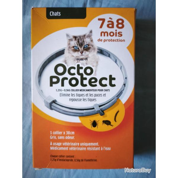 OctoProtect Collier antiparasitaire pour chat (6-8 mois) - Neuf sous emballage Exp 06/2030