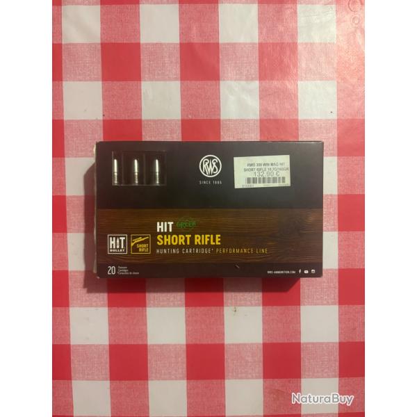 BOITE DE MUNITION RWS 300 WIN MAG HIT 10.7gr SHORT RIFLE
