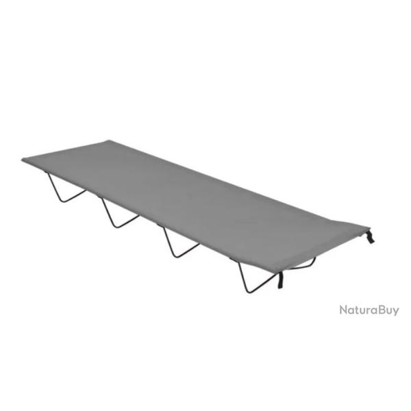 Lit camping tissu Oxford acier gris 180x60x19 cm pliable robuste