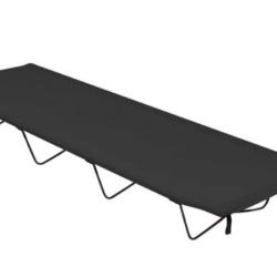 Lit camping tissu Oxford acier noir 180x60x19 cm pliable robuste