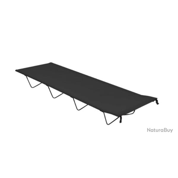Lit camping tissu Oxford acier noir 180x60x19 cm pliable robuste