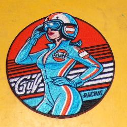 TISSU PATCH :  GULF RACING  , DIAMETRE 9 CM , BON ETAT VOIR PHOTOS . POUR TOUT RENSEIGNEMENT ME CONT