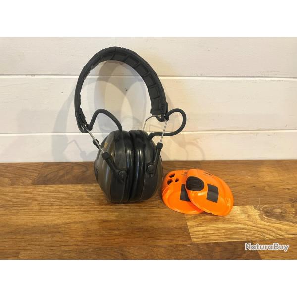 Casque Anti-bruit �lectronique 3M Peltor SportTac (Vert / Coques orange incluses)