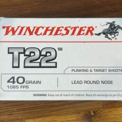 Cartouches Winchester T22 - Calibre 22 LR (40 Grain) par 500