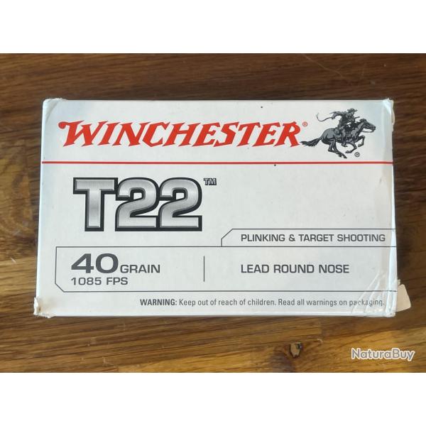 Cartouches Winchester T22 - Calibre 22 LR (40 Grain) par 500