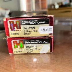 Munitions 243win - Hornady GMX 80gr