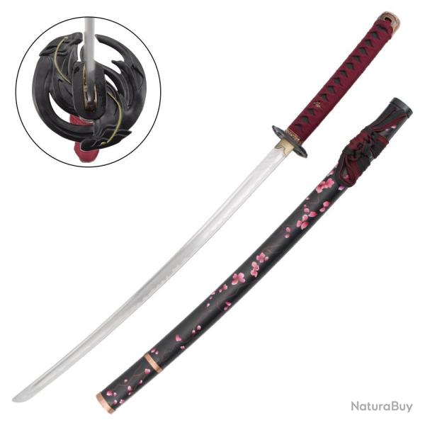 KATANA DECO LAME ACIER MOTIF FLORAL ZS755R-2