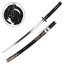 KATANA DECO LAME ACIER NOIR ET OR ZS757