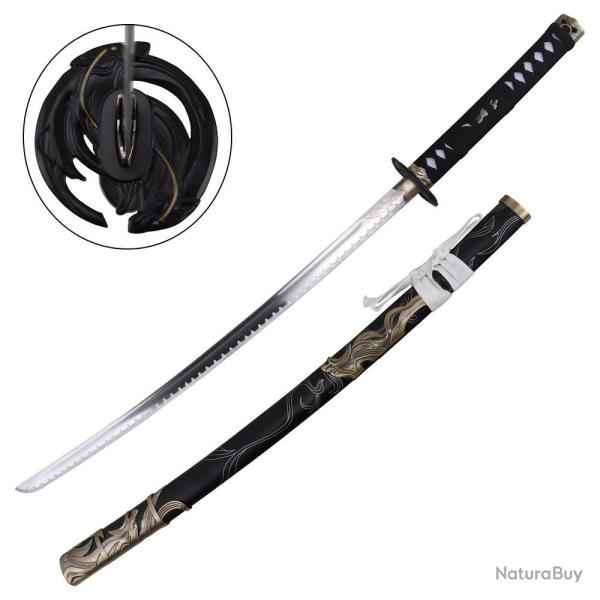 KATANA DECO LAME ACIER NOIR ET OR ZS757