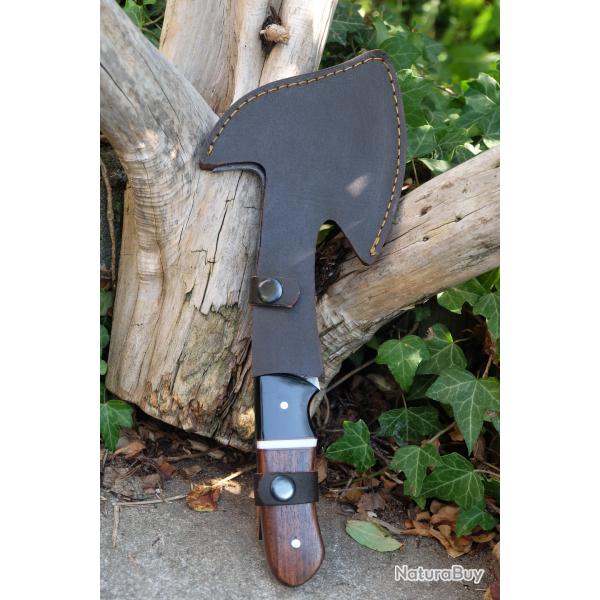Hachette Survie Resvue Lame Acier Carbone 1075 Manche Bois/R�sine Etui Simili Cuir Fabric Artisanale