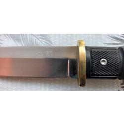 Raret&eacute; - Couteau Al mar tactique de type tanto de collection avec &eacute;tui cuir d'origine