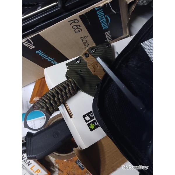 Vends couteau tactique Karlican wildstreen,corde marron avec �tui...Vends ou �change contre 22lr...