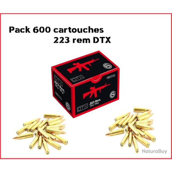 Munitions GECO Calibre 223 Rem DTX 55gr - 3.6g x600 