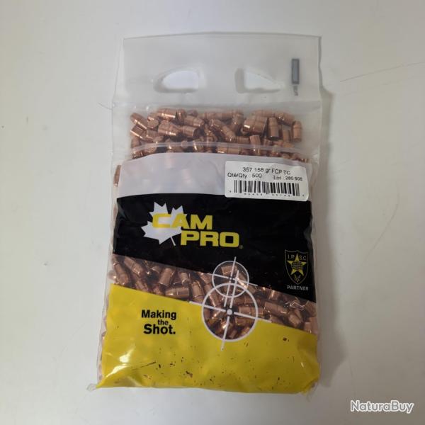 Cam Pro projectiles plomb 38 SWC-BB 158gr diam.357 X500