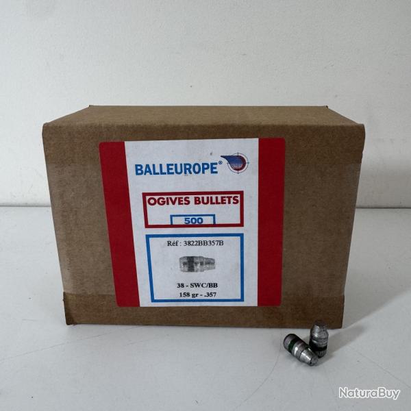 Balleurope projectiles plomb 38 SWC-BB 158gr diam.357 X500