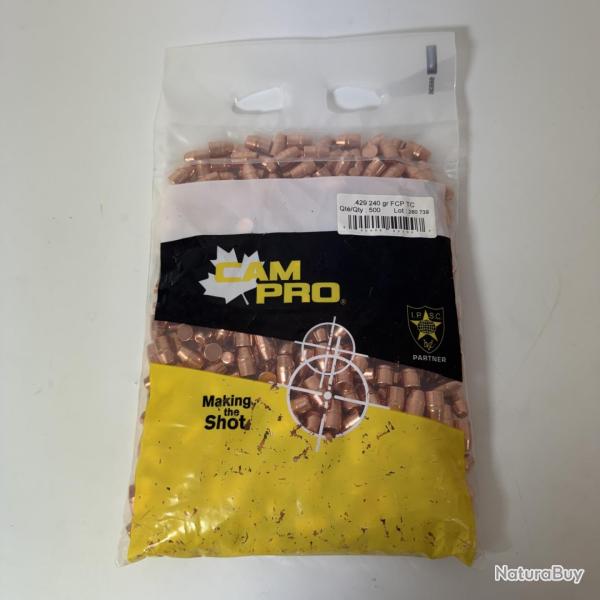 Cam Pro projectiles plomb cuivr�s FCP 44 TC 240gr diam.429 X500