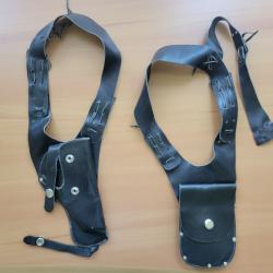 Holster d'&eacute;paule r&eacute;glable CUIR + porte cartouches - 1� sans prix de r&eacute;serve !!