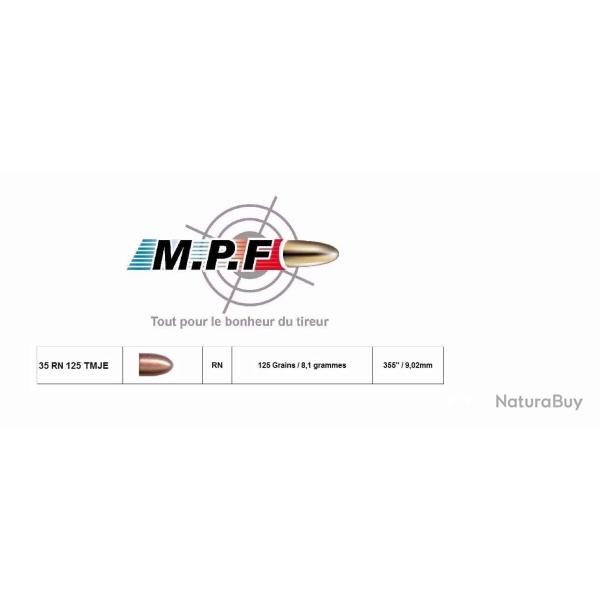 BallesMPFpro 35 RN 125Gr TMJE �355 Ogives Cuivr�es /1000 sp�ciales PCP port gratuit promo vacance