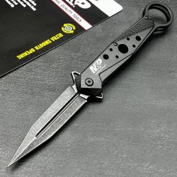 Couteau Tactical Smith&Wesson M&P Lame Acier Inoxydable Poign&eacute;e Aluminium Noir Linerlock Clip