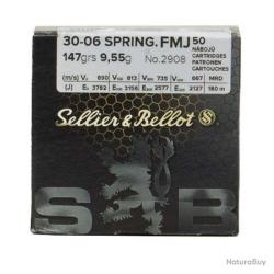 50 Balles Sellier & Bellot Calibre 30-06 FMJ 147GR