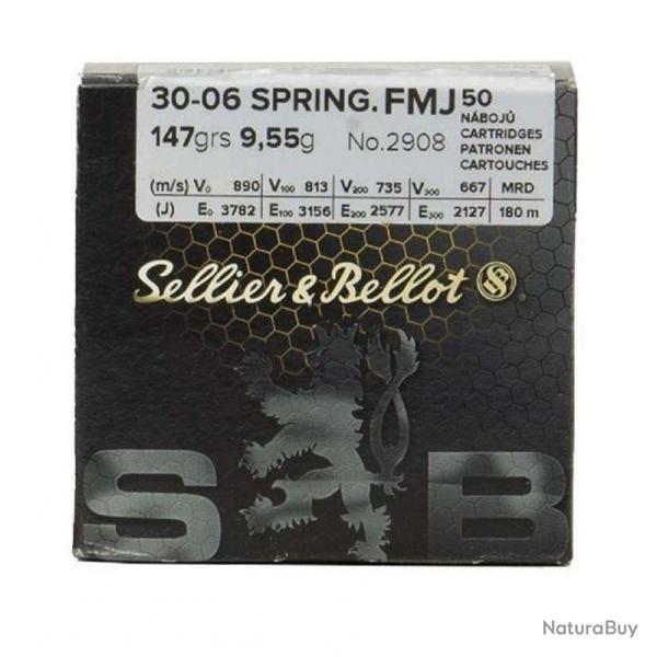 50 Balles Sellier & Bellot Calibre 30-06 FMJ 147GR