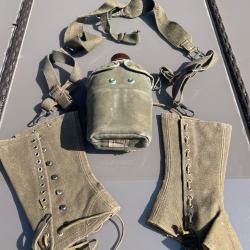 Lot militaire fran&ccedil;ais gourde,gu&ecirc;tres et brelage TAP