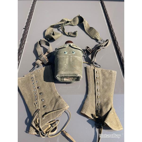 Lot militaire fran�ais gourde,gu�tres et brelage TAP