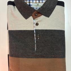 Sweat col boutonn&eacute; rayures Lovergreen