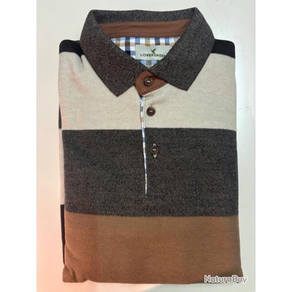 Sweat col boutonn� rayures Lovergreen