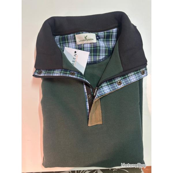 Sweat col camionneur vert Lovergreen