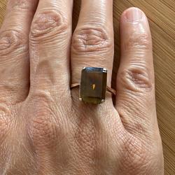 Bague or 18 carats et pierre - taille 55