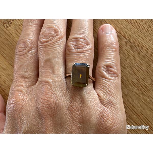 Bague or 18 carats et pierre - taille 55