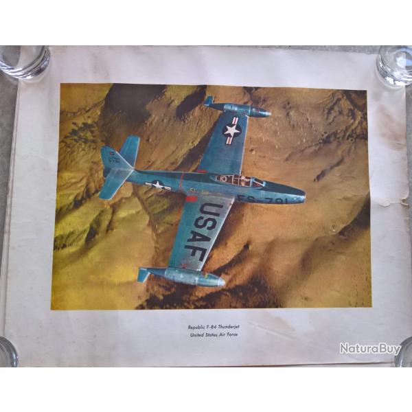 3 affiches, gravures, photos a�riennes avions US USAF