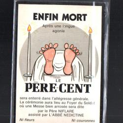 enfin mort le p&egrave;re cent carte militaire humoristique pour conscrits cpm