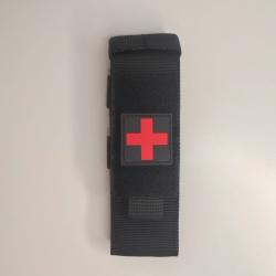 Pochette tactique MOLLE compacte Support tourniquet + Patch PVC ( Noir )