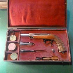 Rare pistolet Jansen avec ses deux canons int&eacute;rchangeable