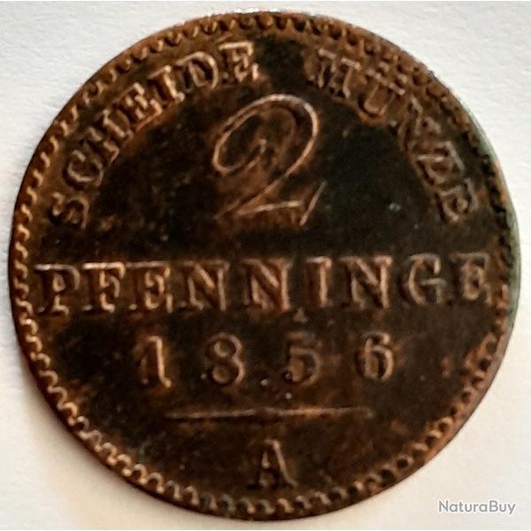 Pi�ce de Monnaie Allemagne 2 pfenninge - Friedrich Wilhelm IV - Royaume de Prusse - 1856 A Qualit� -