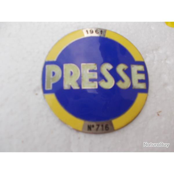 plaque de la presse 1961,num�rot�e,tres bon �tat!!RARE